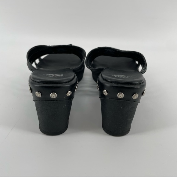Harley Davidson Womens Wedge Sandals Black Leather Studded Strappy Clog 7M - Picture 4 of 8